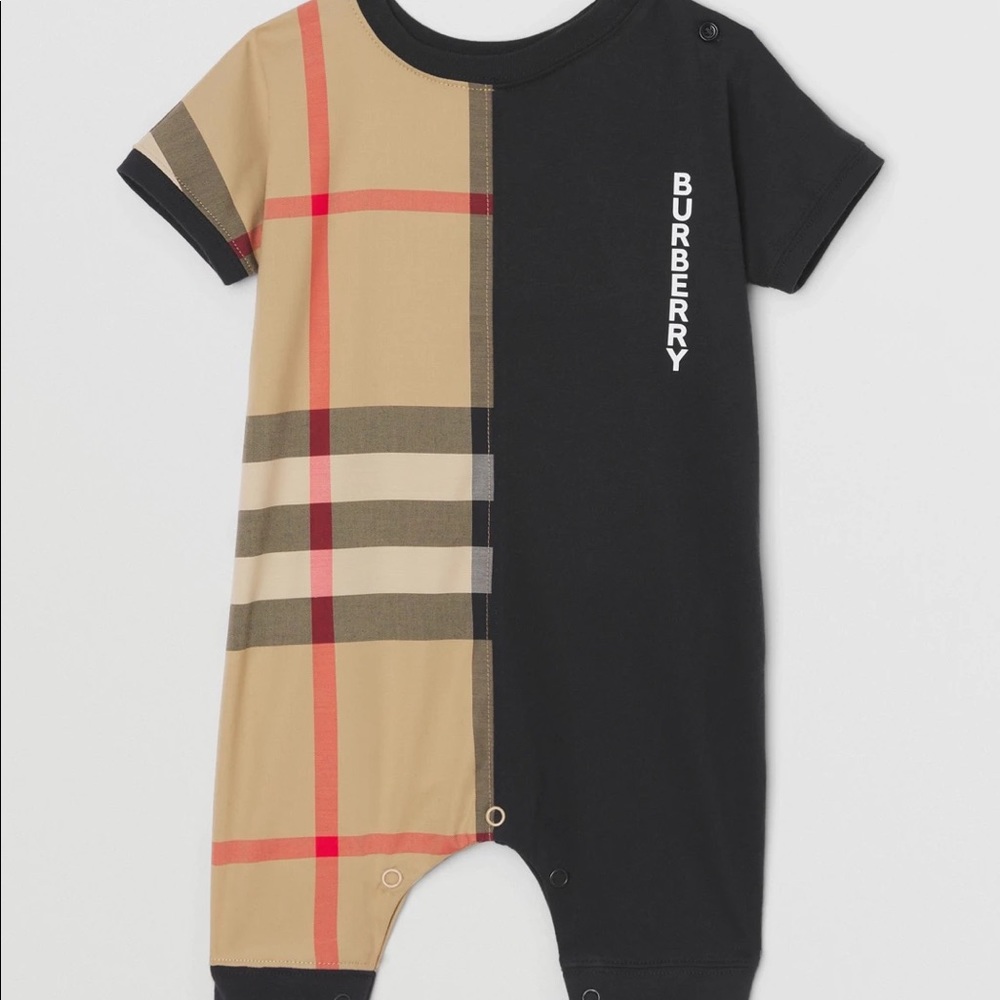 BURBERRY Check panel cotton play suit